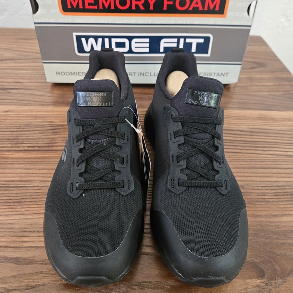 Skechers Women's Work Squad SR Slip On Black Shoes #77222W WIDE Size 9 - Picture 6 of 13